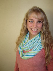 My daughter Emily made a longer scarf that can be looped around the neck twice.